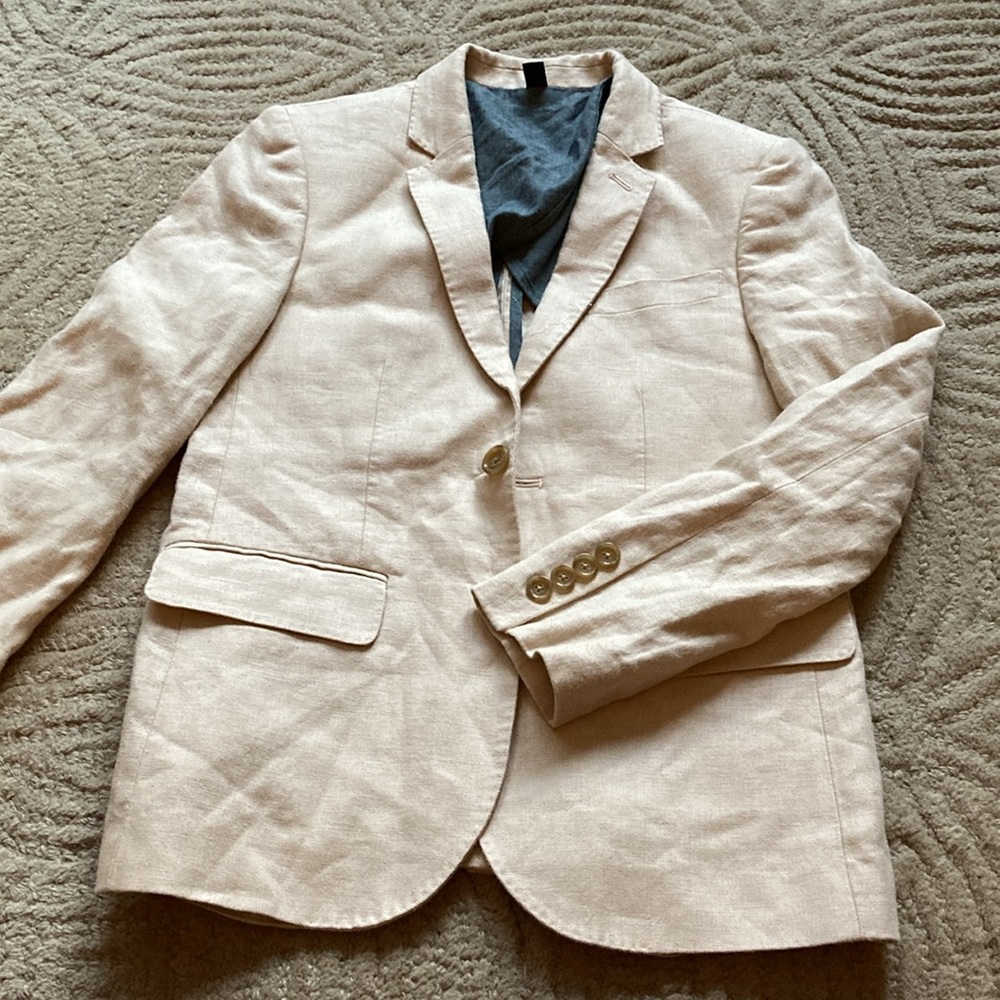 CREWCUTS 12 Ludlow 100% Linen Blazer Jacket Cream